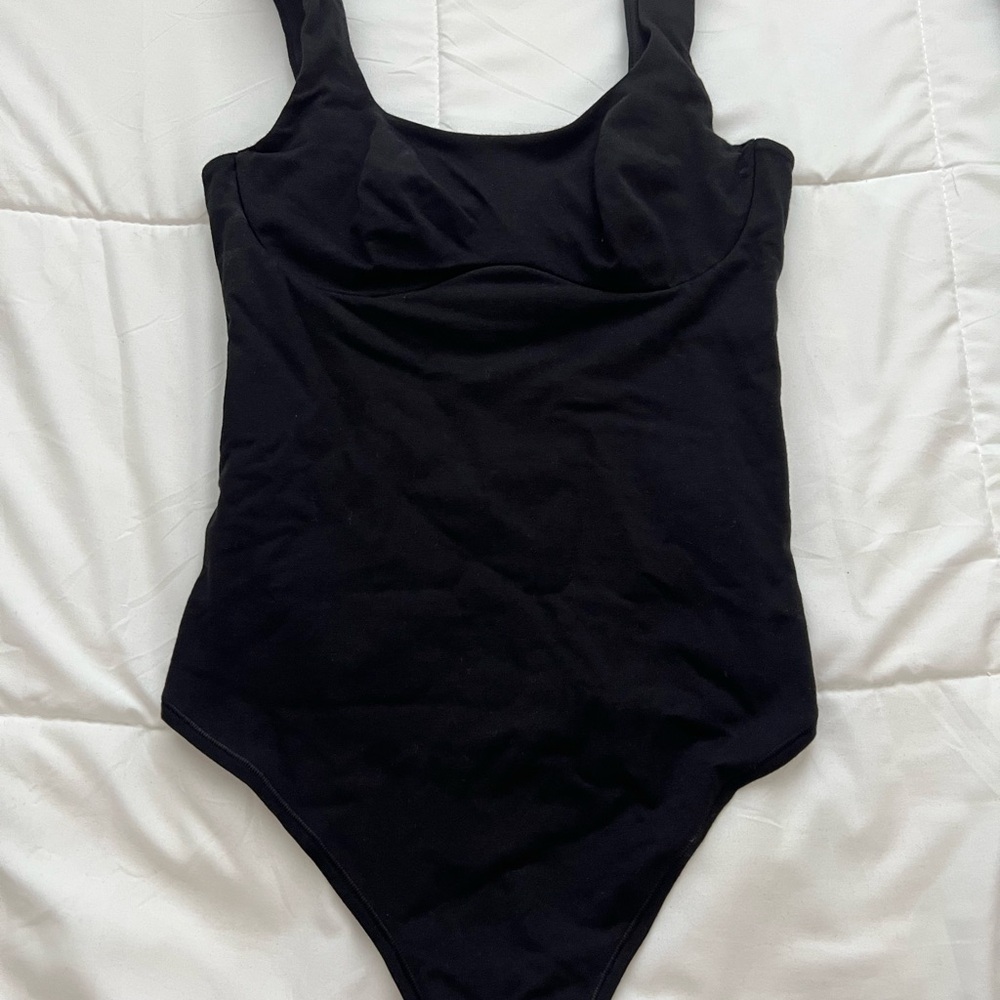 PINK Victoria's Secret Black Bodysuit with Scoop Neckline